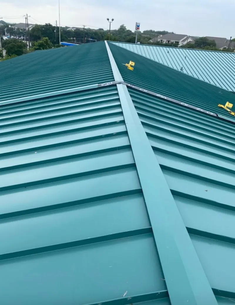 Green commercial metal roof ridge and valley for Metal Roof Repair in Hales Corners